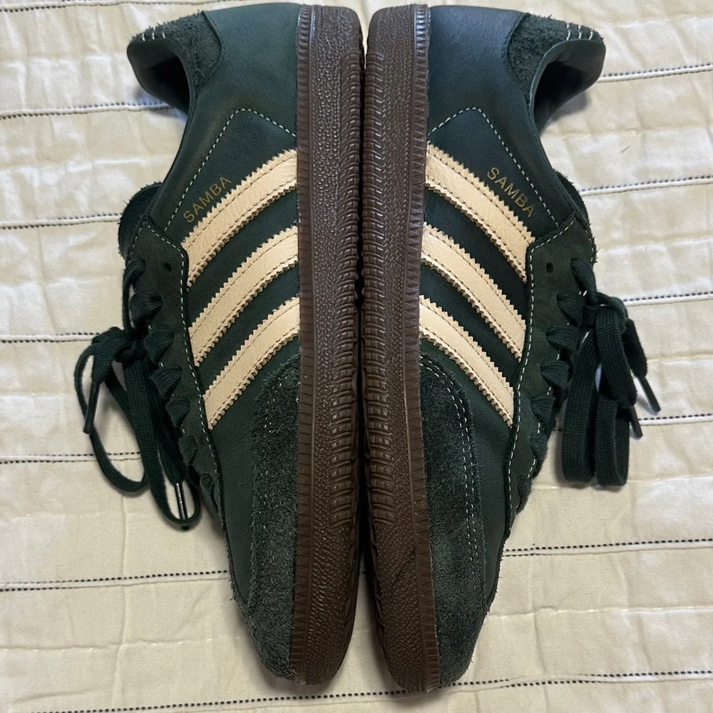 adidas Samba OG Sneakers in Mineral Green and Crystal Sand - Picture 7 of 12